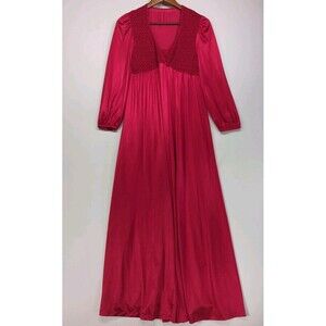 Vintage Kayser 60s 70s Silky Nylon Satin Nightgown Robe Set Made In USA M